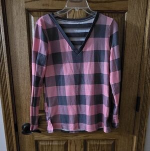 Pink and Gray Plaid Women's Sweatshirt